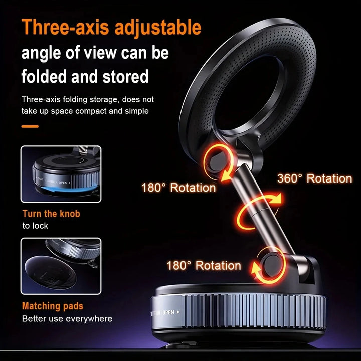 Xiaomi K007 Magnetic Car Mount – 360° Foldable Phone Holder with Strong Vacuum Suction | Universal Stand